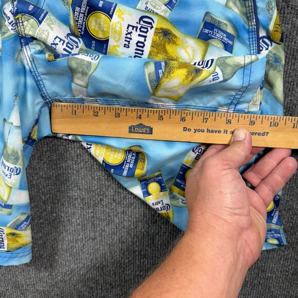 Corona Extra Swim Shorts Men's 34 Blue Beer Bottle Allover Swimwear Outdoors - Picture 5 of 10